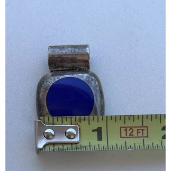 Sterling Silver 925 Blue Lapis Lazuli Square Pendant TC113 Signed Mexico - Picture 4 of 10